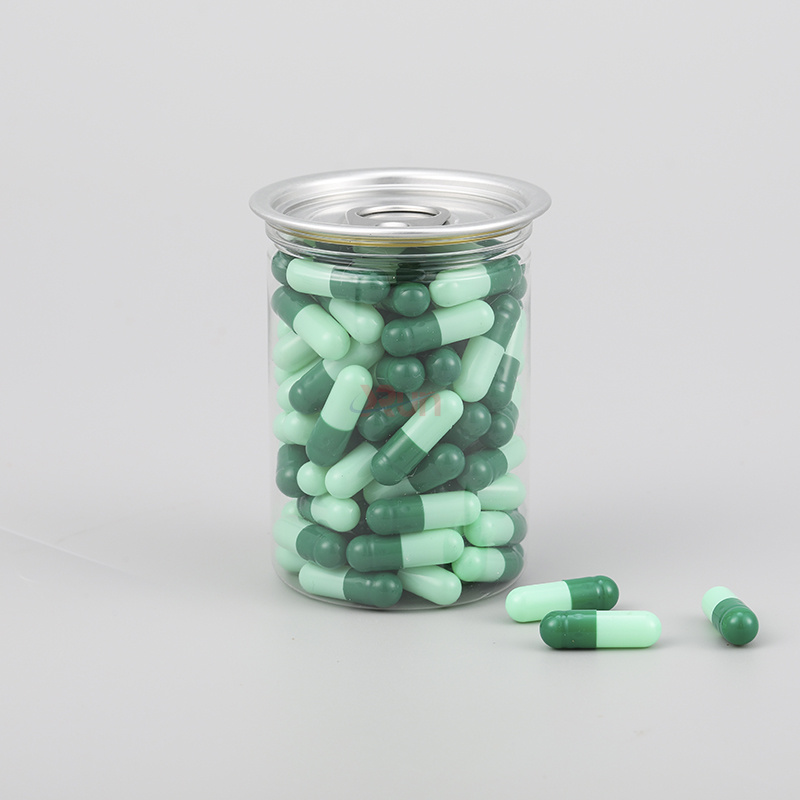 Our robust PET jars for canning are designed for long-term storage, offering the same durability as our transparent plastic cans for reliable beverage packaging with an aluminum easy-open lid.